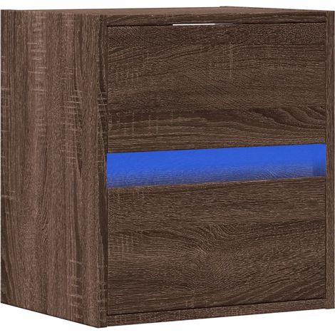 Mobile TV multimediale scaffale TV televisione buffet sala da pranzo soggiorno camera da letto a parete con luci LED rovere 41 x 31 x 45 cm marrone 020027952