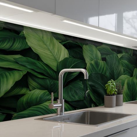 Kitchen Splashback Nature - Tropical - Leaves - Green 200x80 cm (1/5)