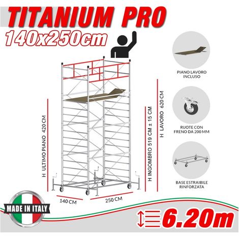 Trabattello TITANIUM PRO Altezza lavoro 6,20 metri