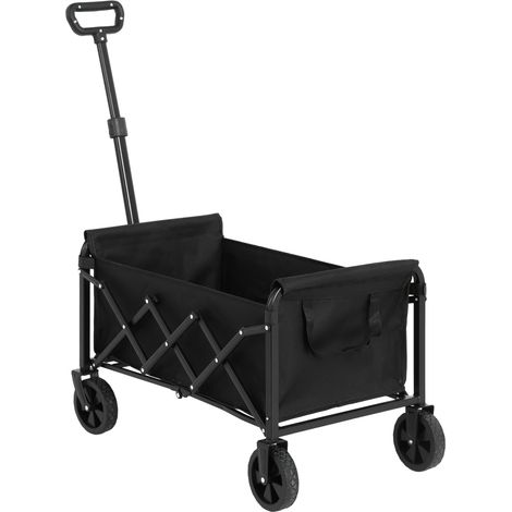 Chariot Pliable avec Roues Amovibles et Poignée Télescopique, Pliage Rapide en Acier Noir 25.98'' × 16.14'' × 17.52''