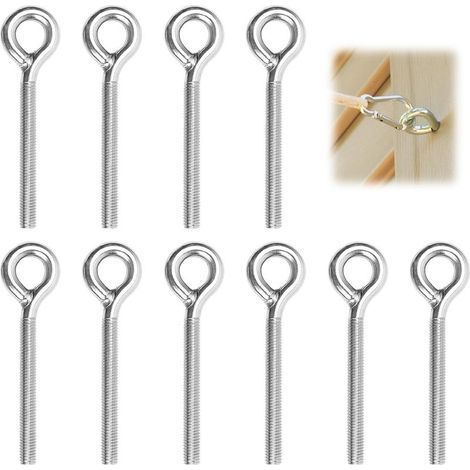 10 Pièces M8 Vis avec Anneau de Levage, 90 mm Boulons à Oeil M8 Acier Inoxydable, Longue Poignée œillets de Fil pour Vis, Unsealed Eye Bolts Anneau a Visser pour Suspension, Fixation, Corde (1/5)