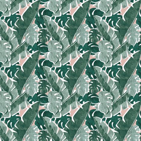 Rideau de douche textile vert et rose à motif de feuilles AWD INTERIOR 1622, 180 x 180 cm.
