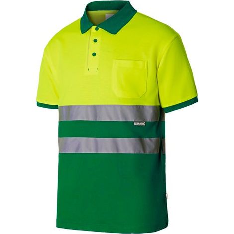 POLO ALGODÓN BICOLOR MC AV VERDE/AMARILLO FLÚOR 2XL