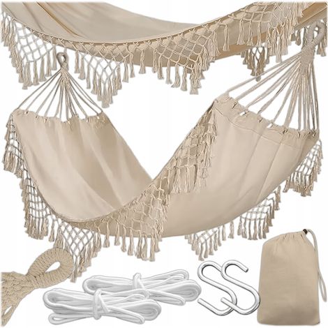 Gartenhängematte im brasilianischen Boho-Stil, 150 x 190 cm, Bezug