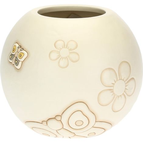 THUN - Vaso Decorativo con Farfalla e Fiori - Linea Elegance - Living, Arredare la Casa - Ceramica - Base di Appoggio/Apertura Superiore Ø 10 cm Ø Vaso 20,4 cm 18 cm h (1/3)