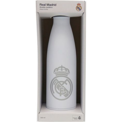 CYPBRANDS Real Madrid, Botella, Botella de Agua, Bidón, Cantimplora, Color Blanco, Producto Oficial