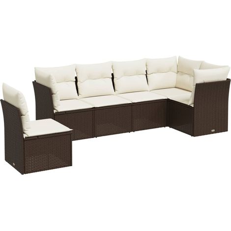 Maison Exclusive - Set Divano da Giardino 7pz con Cuscini Marrone in Polyrattan (1/5)