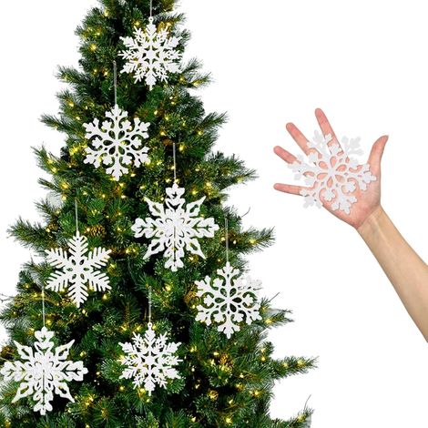 Adorno navideño de copo de nieve blanco, árbol de Navidad colgante para bodas de invierno, decoración ideal para un ambiente mágico y elegante. (1/4)
