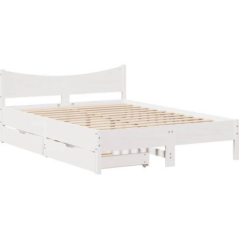 Maison Exclusive - Cadre de lit avec tiroirs blanc 120x190 cm bois pin massif (1/5)