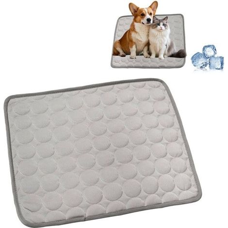 Tapis Rafraîchissant Chat Gris L 70x55cm Auto-Refroidissant pour Animaux Moyens – Coussin Été Antidérapant et Résistant à l’Eau