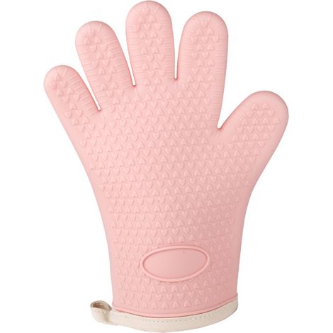 Gant de cuisine en silicone épais anti-brûlure, résistant à la chaleur, pour four à micro-ondes et grille-pain, rose et orange (1/5)