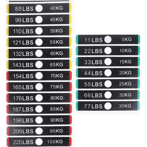 feuille d'étiquettes adhésives pour poids de musculation, étiquettes autocollantes pour équipement, onglets autocollants-11.90X1.80X0.01CM