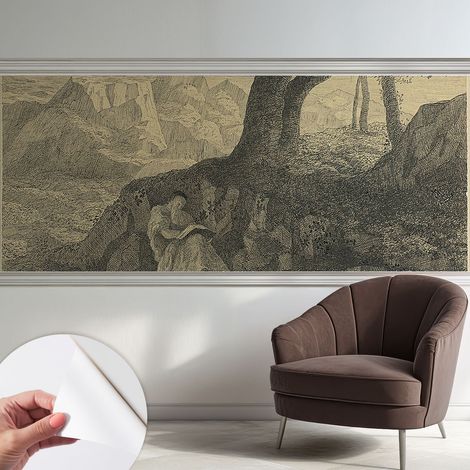 Papier peint autocollant avec imprimé décoratif pour salon et chambre à coucher Installation facile Personnage en train de lire 250x104 cm (1/5)
