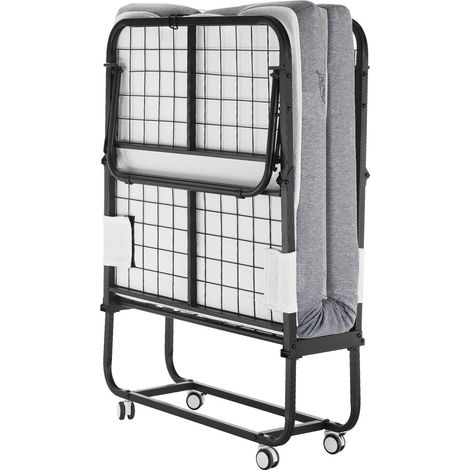 Lit Pliant 31x75 cm avec Matelas 4 cm, Cadre Métallique Solide, Mousse Mémoire, Format Twin, Portable pour Adultes et Invités. (1/5)