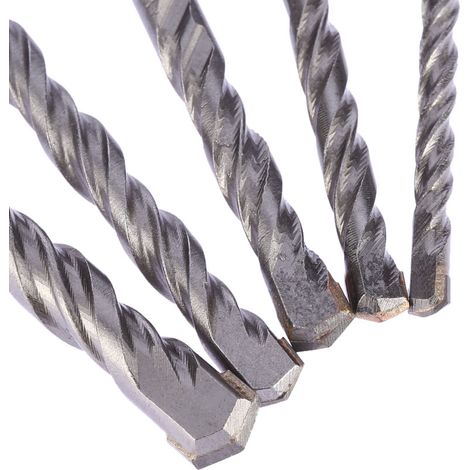 Jeu de 5 forets à percussion SDS PLUS (2 trous, 2 fentes) pour béton et maçonnerie, avec queue SDS PLUS, pour perçage de 4 à 8 mm. (1/3)
