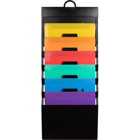 Trieur Mural Porte Revue A4 Présentoir, Mural Organisateur de Fichiers à Suspendre, Pliable en Plastique Magazines Poches de Rangement, Cascade Support pour Bureau, Scolaire (1/5)