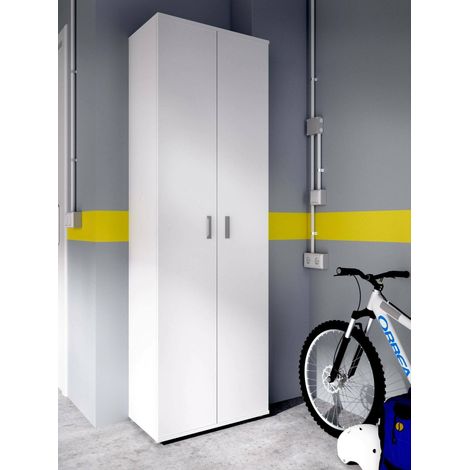 Dmora - Armario multiusos Dmeg, Zapatero multiusos, Armario con 2 puertas, 61x35h190 cm, Blanco (1/5)