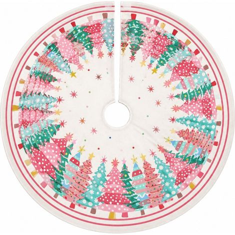 Jupe de sapin de Noël, courte en peluche, imprimé doré, 120 cm, cache-pied de sapin de Noël 60 cm - 3 (1/5)