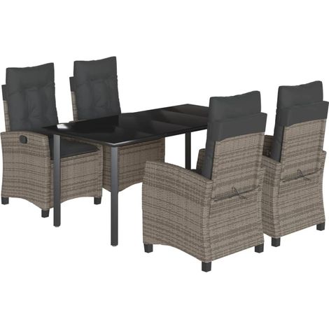 Maison Exclusive - Set comedor de jardín 5 piezas con cojines rat (1/5)