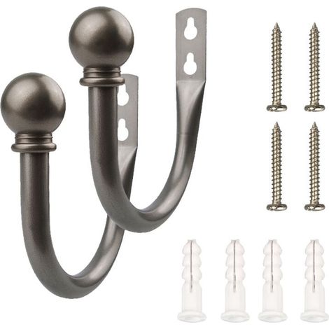 1 Paire Embrasses à Rideaux Crochets Embrasses de Rideaux en Forme de U Embrasses Décoratives pour Rideaux Embrasses Crochets U Style Crochets de Rideaux en Métal pour Chambre- Gris Argent 16cm (1/4)