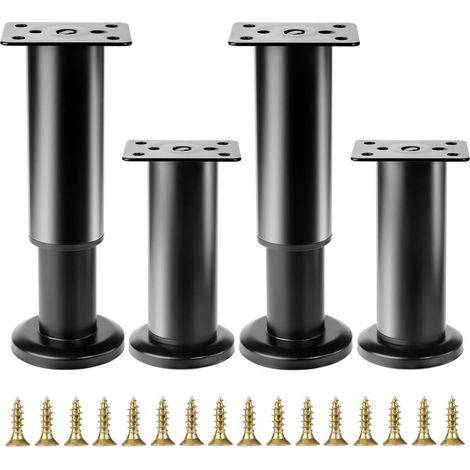 4 Pcs Pied de Meuble Reglable 12-18 cm, Pied Meuble Reglable, Pieds de Table de Nivellement pour Meubles, Pieds de Meubles Réglables en Hauteur Noirs pour Chaises Lit Canapé Placard Armoires (1/5)