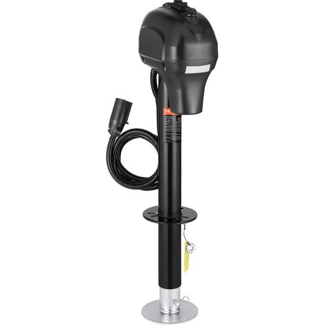VEVOR Cric Elettrico per Rimorchio 1588 kg Cric Perno per Camper Resistente con Spina a 7 Pin, Manovella Manuale e Copertura, Cric Resistente alle Intemperie, Sollevatore 240-815 mm per Camper, Nero