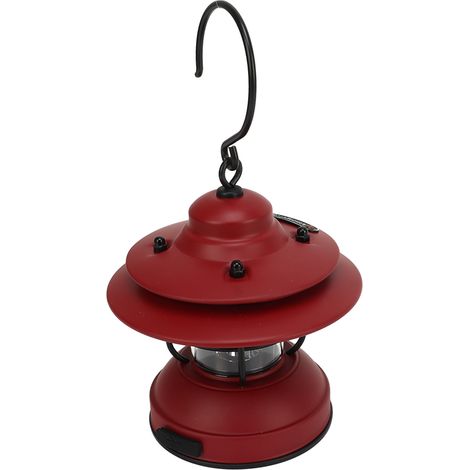 Lampe de camping rétro, étanche IPX4, LED 35-100 lumens, suspension portable, idéale pour le camping, rouge mat (1/5)
