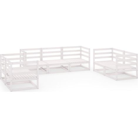 Maison Exclusive - Set Divani da Giardino 7 pz Bianco in Legno Massello di Pino