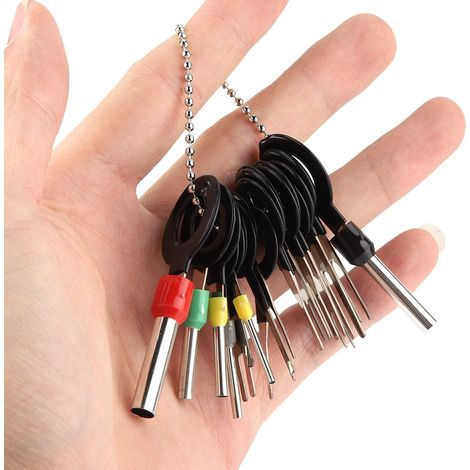 Extracteur de connecteurs électriques auto 18 pièces, déverrouillage broches, outil de démontage cosses, aiguille rétracteur de fils, kit universel. (1/5)