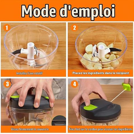 Food Chopper, Garlic Chopper, Stainless Steel Blade Designed for Seasoning and Food Preparations (4.92x3.74 inch) (1/3)