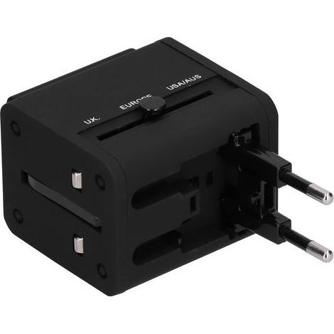 Adaptateur de voyage intelligent universel prise EU US JP AU CN 100-240V convertisseur de puissance noir ports USB (1/5)