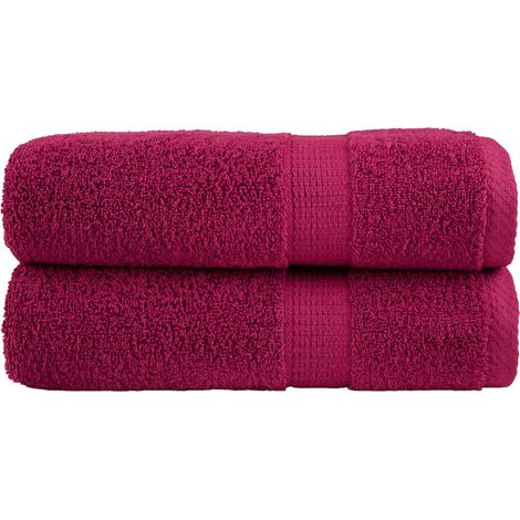 Serviettes de douche haut de gamme SOLUND, lot de 2. Bordeaux, 70 x 140 cm, 600 g/m².
