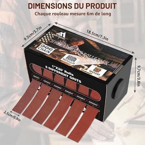 Sandpaper Rolls Mixed Grit with Dispenser Wet and Dry Use for Polishing Metal Wood Car (1/4)