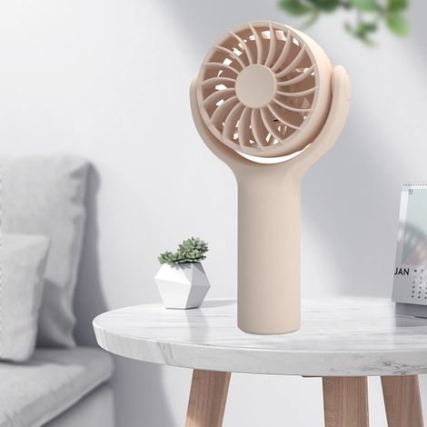 Mini ventilateur portable multifonction silencieux à 3 vitesses réglables, vent puissant, petit format, idéal pour la maison, les voyages et les activités de plein air (rose). (1/5)