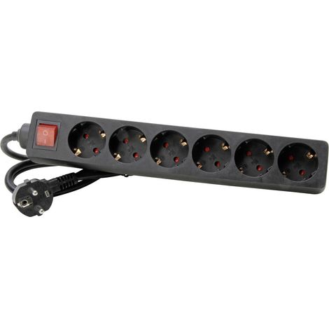 Kopp 120915006 Multipresa con interruttore 6 scomparti Nero Schuko 1 pz.