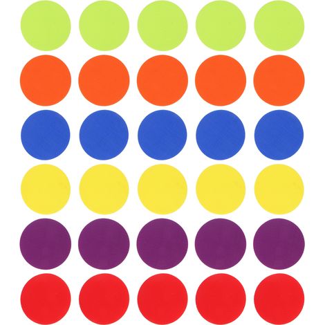 Lot de 30 marqueurs de sol ronds multicolores, pastilles adhésives pour classe et maternelle