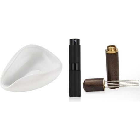 Juego de 3 piezas con botella pulverizadora, taza medidora de granos de café y herramienta WDT, kit de bandeja de recipiente medidor de cerámica
