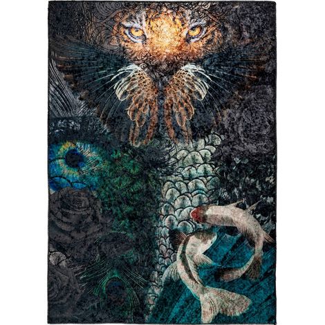 Tapis design jacquard multicolore style artistique - 170 x 120 cm (1/3)