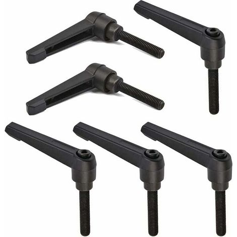 6 PCS Poignée de Levier de Serrage M8, Poignées Réglables 32MM de Machine de Poignée de Filetage Mâle en Acier Inoxydable M8 (Noir) (1/4)
