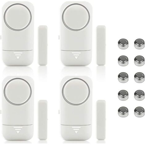 4 pcs Alarme de Porte et Fenêtre Capteur sans Fil Magnétique pour Système de Sécurité Maison Sécurité Enfants - Anti-Intrusion Anti-Vol Contre Cambriolage Détecteurs 120dB Sirène avec Pôles-Fei Yu (1/5)