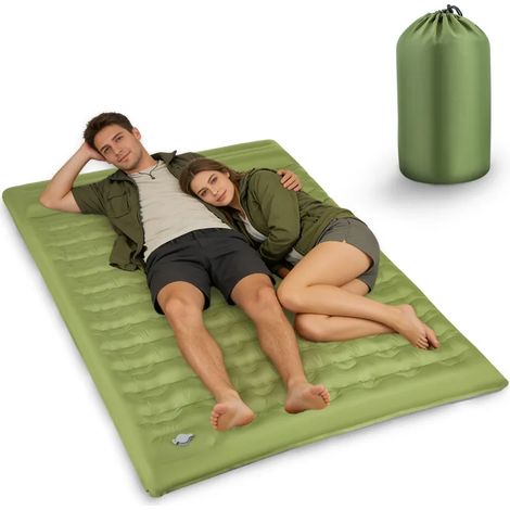 Matelas Gonflable de Camping 2 Personnes 190 × 140 × 15 cm, Extra‑Épais 15 cm, Pompe à Pied Intégrée, Tissu Polyester 50D Revêtu TPU, pour Tente, Voyage et Camping (1/5)