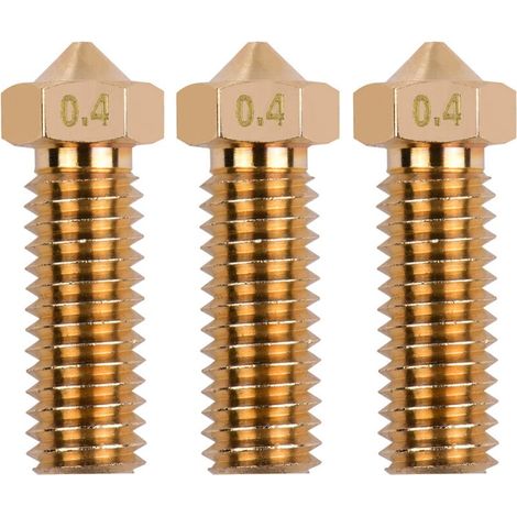Buse Imprimante 3D - Laiton Filetage M6 - Diamètre Sortie 0,4 mm - Pour Filament 1,75 mm - Lot de 3 (1/5)