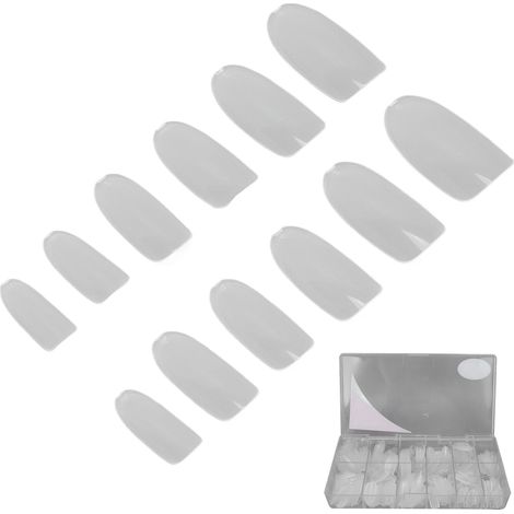 504pcs Ongles Artificiels Extra Longs Transparents Gel Forme Ovale Fin Recouvrement Complet (1/5)