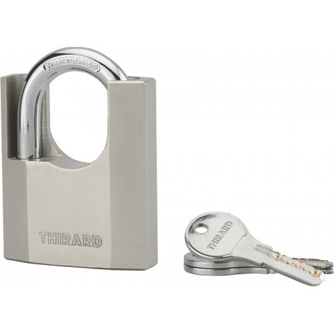 THIRARD - Cadenas à clé Octo-P, acier, chantier, anse protégée acier, 70mm, 3 clés - THIRARD (1/4)