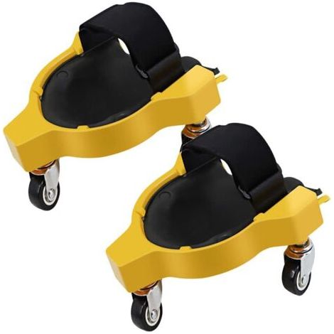 GenouillèRes Roulantes, GenouillèRe Coulissante Multifonctionnelle, GenouillèRe AlléGéE Avec Roue et Sangle RéGlable, GenouillèRe pour la Peinture/RéParation et Entretien Automobiles(Jaune)