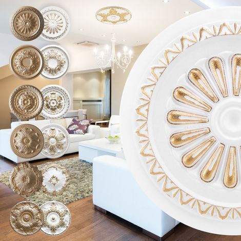 Rosette en polystyrène - décor intérieur, stuc plafond et mur EPS - or: R-15 - Ø 34cm, or