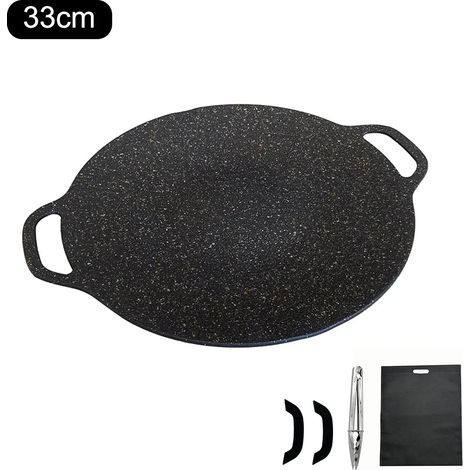 Plaque de cuisson antiadhésive en pierre pour barbecue portable, idéale pour le camping en extérieur (30/33/36 cm). (1/5)