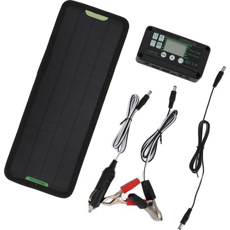 12V 10W MPPT-Solarladeregler, verlustfrei, wasserdicht, Solarpanel-Batterieladegerät, schwarz (1/5)