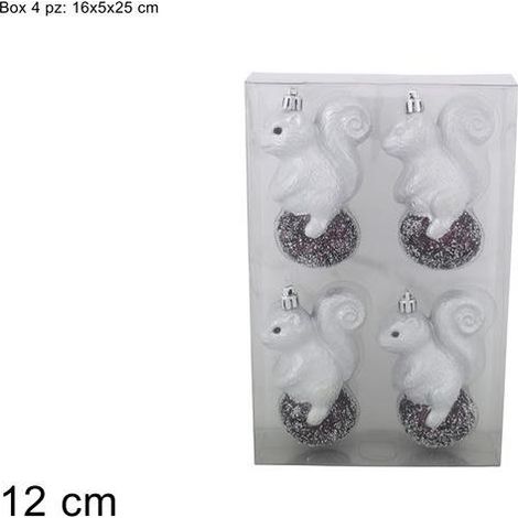 APPENDINO SCOIATTOLO SU GHIANDA 12CM 4PZ SILVER