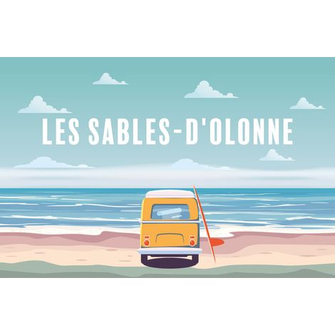 Tableau sur toile Illustration van sable-d'Olonne 45x65 cm - Impression sur Toile Murale Décorative - Image imprimée en HD sur Toile - Toile sur Châssis en Bois FSC - Fabriqué en France (1/4)